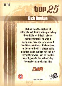 2008 Press Pass Legends Bowl Edition - Top 25 #TT-10 Dick Butkus Back