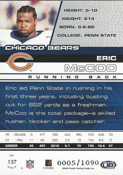 2002 Pacific Heads Up #137 Eric McCoo Back
