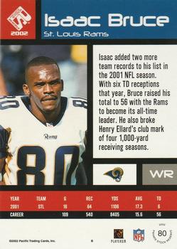 2002 Pacific Private Stock Reserve #80 Isaac Bruce Back