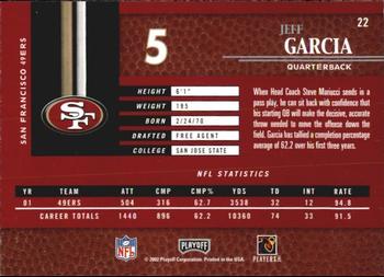 2002 Playoff Piece of the Game #22 Jeff Garcia Back