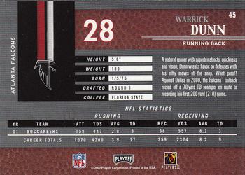 2002 Playoff Piece of the Game #45 Warrick Dunn Back