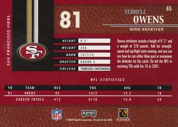 2002 Playoff Piece of the Game #65 Terrell Owens Back