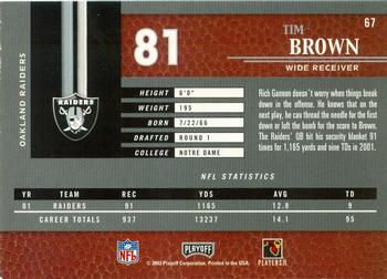 2002 Playoff Piece of the Game #67 Tim Brown Back