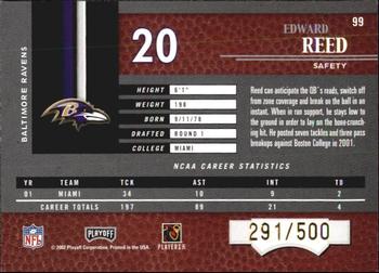 2002 Playoff Piece of the Game #99 Ed Reed Back