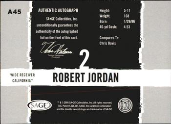 2008 SAGE HIT - Autographs #A45 Robert Jordan Back