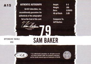 2008 SAGE HIT - Autographs Silver #A15 Sam Baker Back