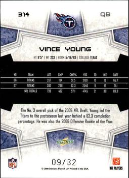 2008 Score - Artist's Proof #314 Vince Young Back