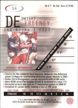 2002 SAGE #14 Dwight Freeney Back