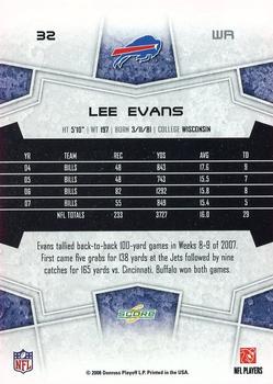 2008 Score - Glossy #32 Lee Evans Back