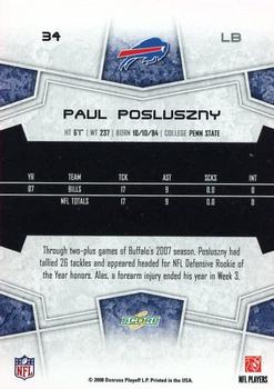 2008 Score - Glossy #34 Paul Posluszny Back
