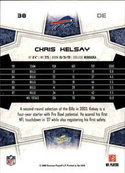 2008 Score - Glossy #38 Chris Kelsay Back