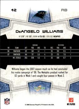 2008 Score - Glossy #42 DeAngelo Williams Back