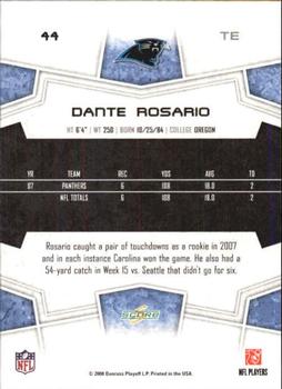 2008 Score - Glossy #44 Dante Rosario Back