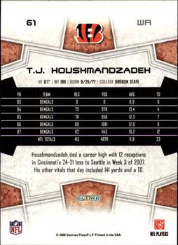2008 Score - Glossy #61 T.J. Houshmandzadeh Back