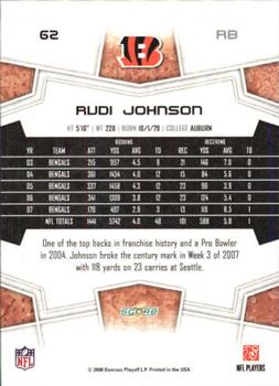 2008 Score - Glossy #62 Rudi Johnson Back