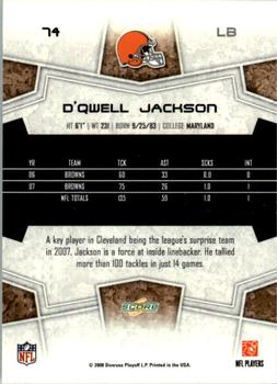 2008 Score - Glossy #74 D'Qwell Jackson Back