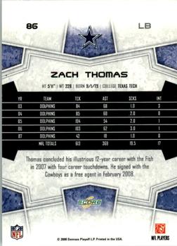 2008 Score - Glossy #86 Zach Thomas Back