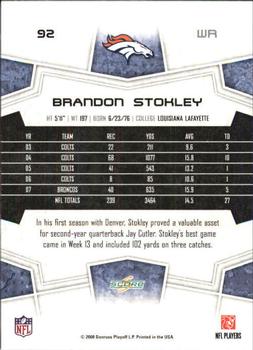 2008 Score - Glossy #92 Brandon Stokley Back