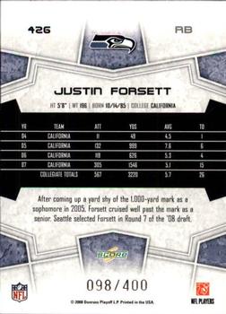 2008 Score - Gold Zone #426 Justin Forsett Back
