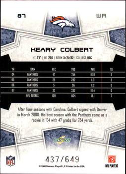 2008 Score - Scorecard #87 Keary Colbert Back