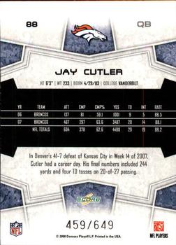 2008 Score - Scorecard #88 Jay Cutler Back
