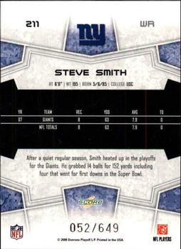 2008 Score - Scorecard #211 Steve Smith Back