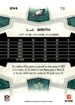 2008 Score - Super Bowl XLIII #244 L.J. Smith Back