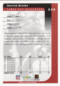 2002 Score #228 Derrick Brooks Back