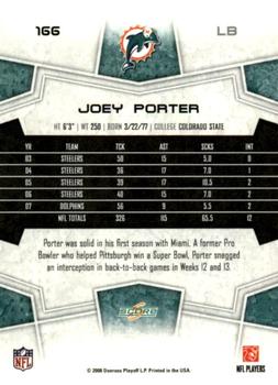2008 Score - Super Bowl XLIII Black #166 Joey Porter Back