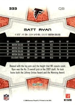 2008 Score - Super Bowl XLIII Black #333 Matt Ryan Back