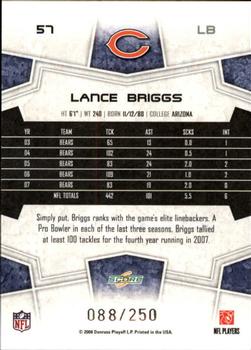 2008 Score - Super Bowl XLIII Light Blue Glossy #57 Lance Briggs Back