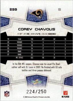 2008 Score - Super Bowl XLIII Light Blue Glossy #299 Corey Chavous Back
