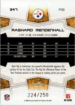 2008 Score - Super Bowl XLIII Light Blue Glossy #347 Rashard Mendenhall Back