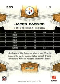 2008 Score - Super Bowl XLIII Green #257 James Farrior Back