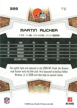 2008 Score - Super Bowl XLIII Green #399 Martin Rucker Back