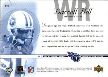 2002 SP Authentic #175 Darrell Hill Back