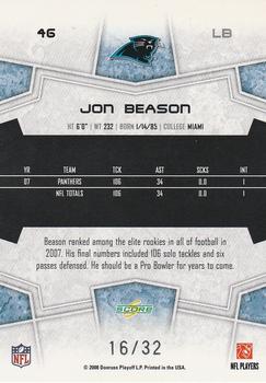 2008 Score Select - Artist's Proof #46 Jon Beason Back