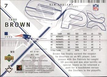 2002 SPx #7 Troy Brown Back