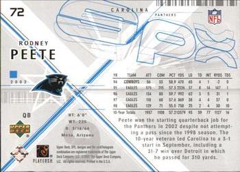 2002 SPx #72 Rodney Peete Back