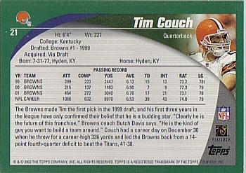 2002 Topps #21 Tim Couch Back