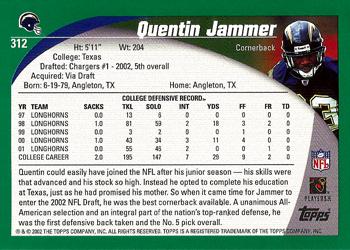 2002 Topps #312 Quentin Jammer Back