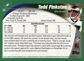 2002 Topps #14 Todd Pinkston Back