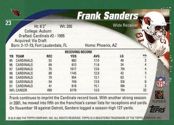 2002 Topps #23 Frank Sanders Back