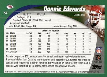 2002 Topps #54 Donnie Edwards Back