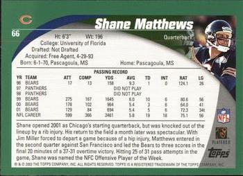 2002 Topps #66 Shane Matthews Back