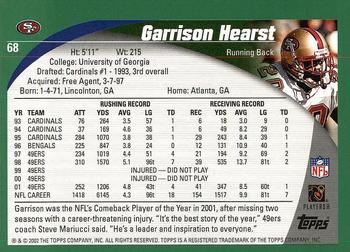 2002 Topps #68 Garrison Hearst Back