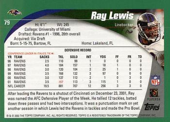 2002 Topps #79 Ray Lewis Back