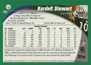 2002 Topps #101 Kordell Stewart Back