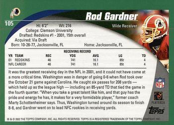 2002 Topps #105 Rod Gardner Back