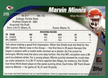 2002 Topps #219 Marvin Minnis Back